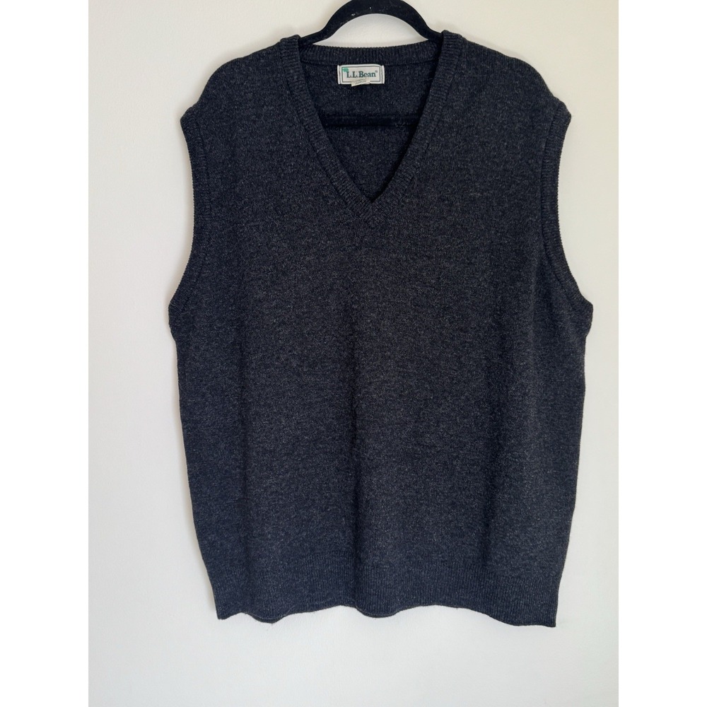 Vintage LL Bean Lambswool Sweater Men XL Gray Made In‎ Scotland  Pullover Vest